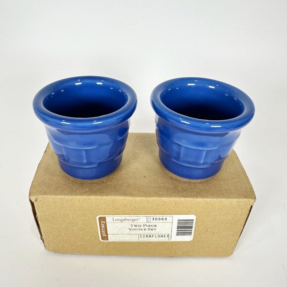 NEW Longaberger Woven Traditions Votive Cups Set of 2 Cornflower Blue USA Made - Picture 3 of 9